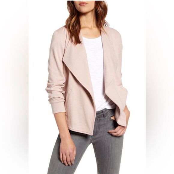 Caslon Drape Collar Knit Blazer in Blush Pink Size XS - Picture 1 of 11